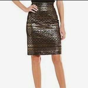 Catherine Malandrino Black and Gold Pencil Skirt